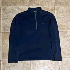Nike Men’s 1/4 Zip Mock Neck Pullover Navy Polyester Long Sleeve Size L