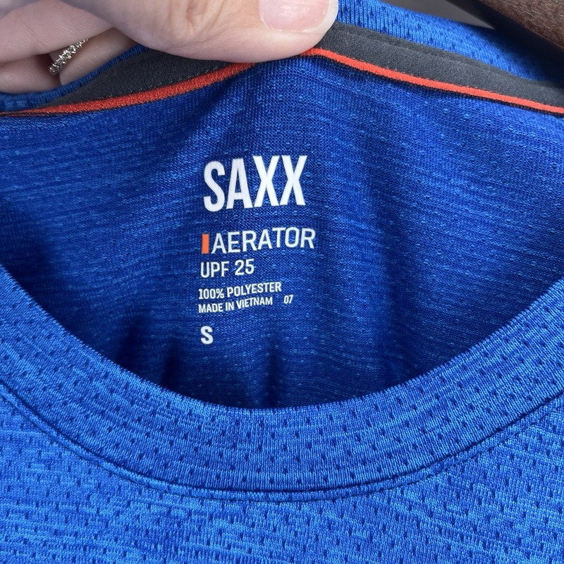 Saxx Shirt Men Small Blue Aerator UPF 25 Polyester Sun Protection Tee T-shirt gallery