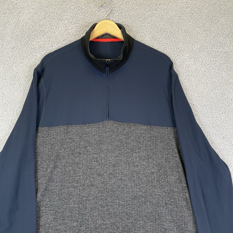 Lululemon Sprint Zip Running Pullover Men's Large Navy Gray Performance Workout gallery