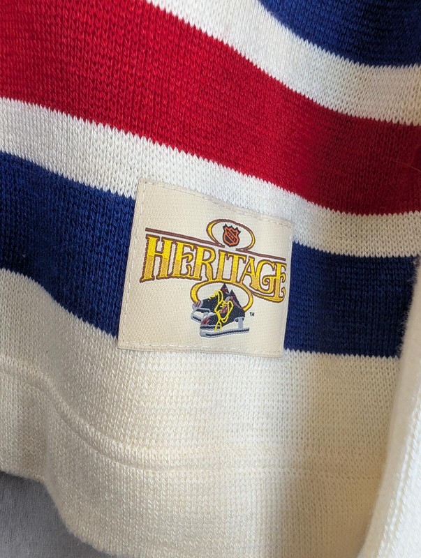 Vintage New York Rangers NHL Heritage Knit Hockey Jersey 10 White 4XL Rare gallery