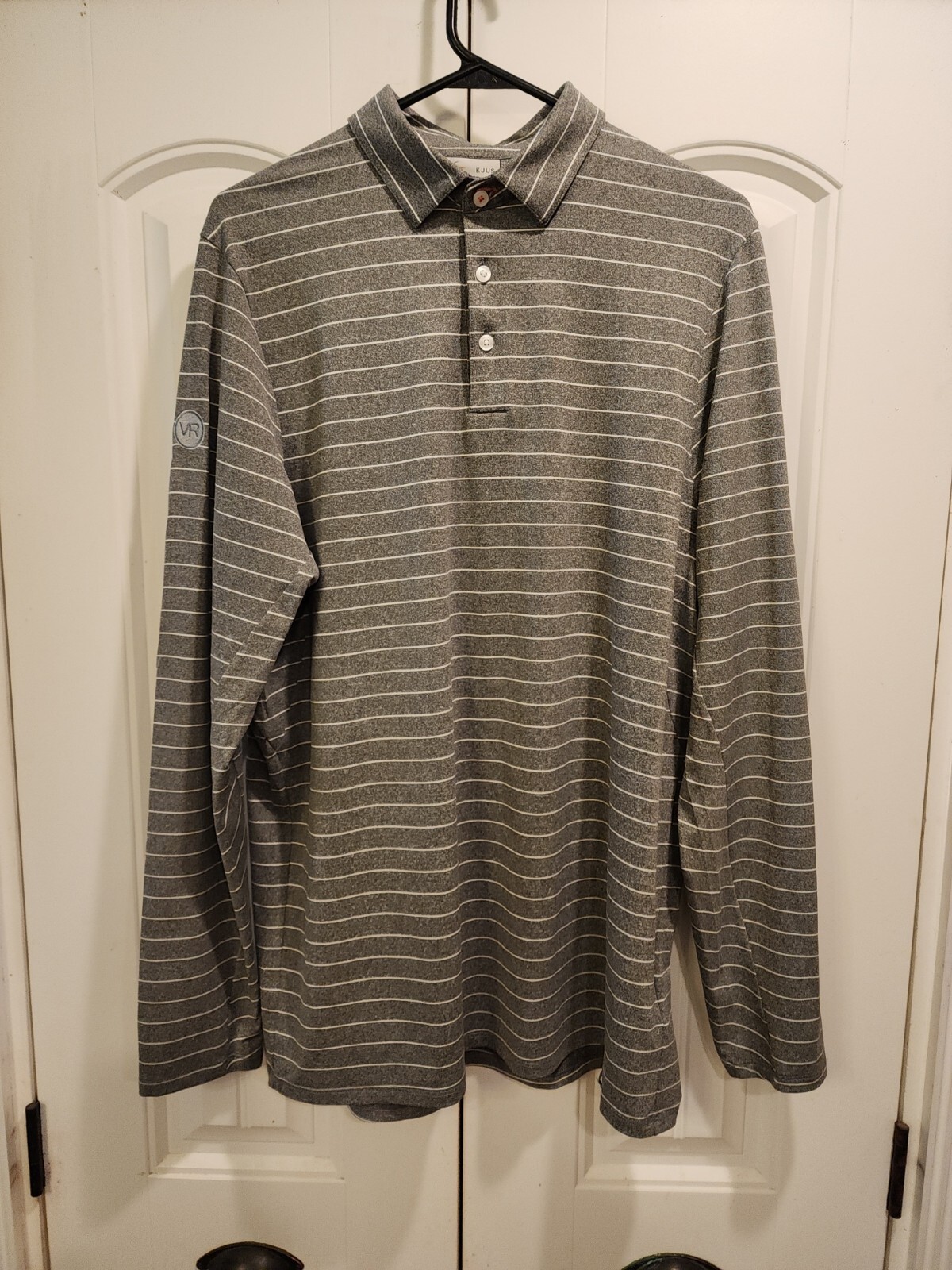 Mens Excellent KJUS Polyester Polo Golf Shirt Size 52 Large UPF 50+ Long Sleeve gallery