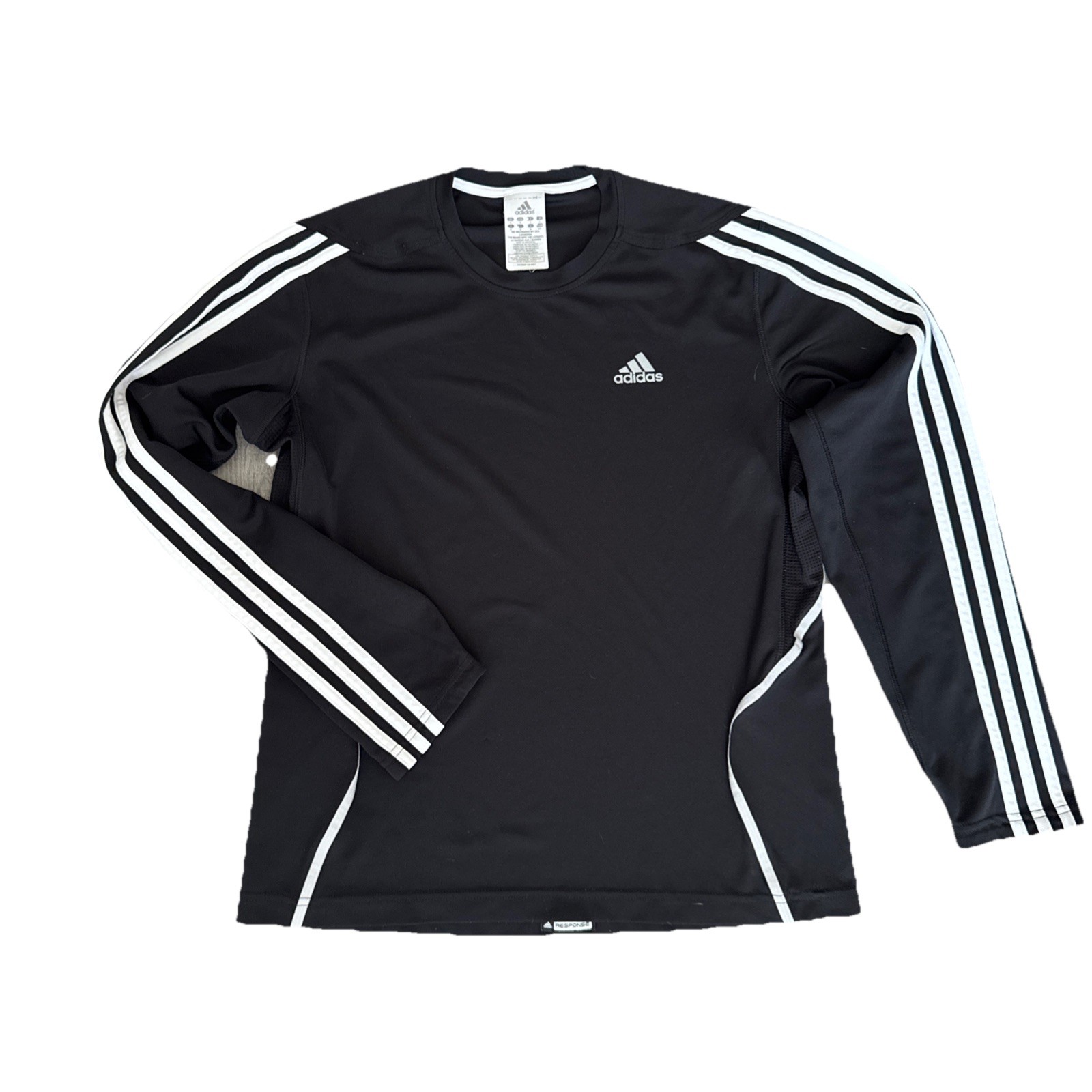 Adidas Long Sleeve Three Stripes Response Athletic Sweat Shirt Men's S Black gallery