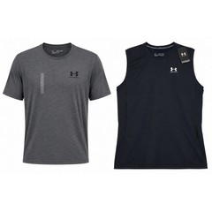 Under Armour HeatGear Compression Tank & Tee Set Gray Black XXL NWT