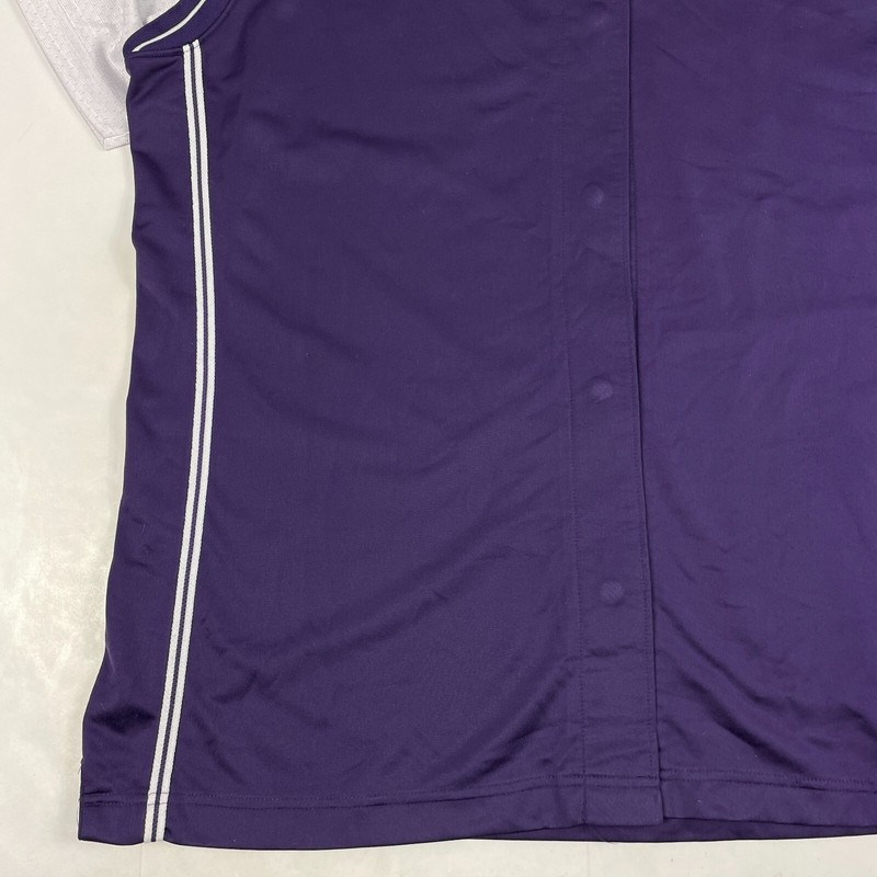 VINTAGE Adidas Shirt Mens Extra Large Purple Jersey Basketball Baseball Snap Up gallery