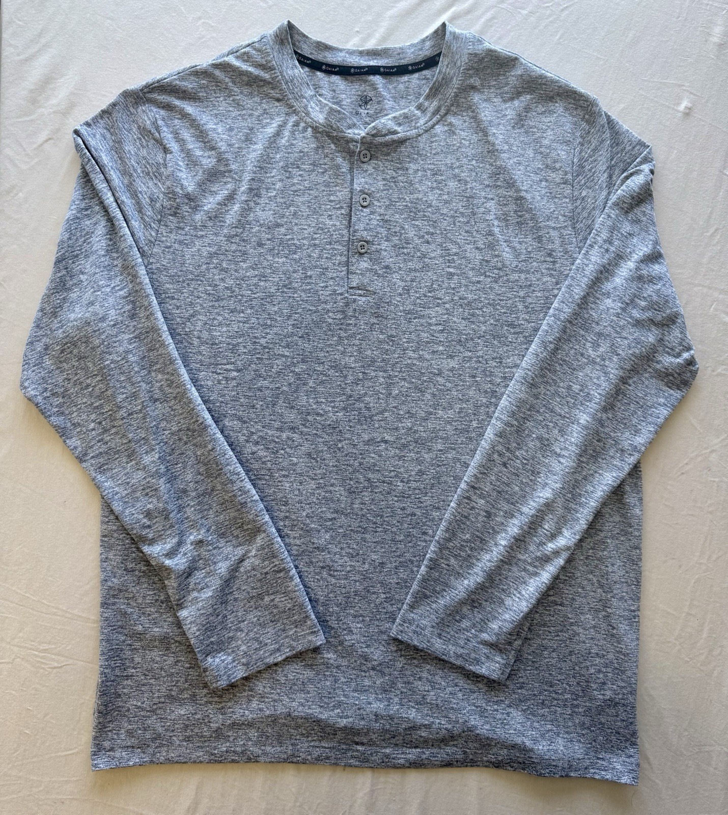 Gaiam Men’s Sz Large Long Sleeve Henley Snap Gray Yoga Hiking gallery