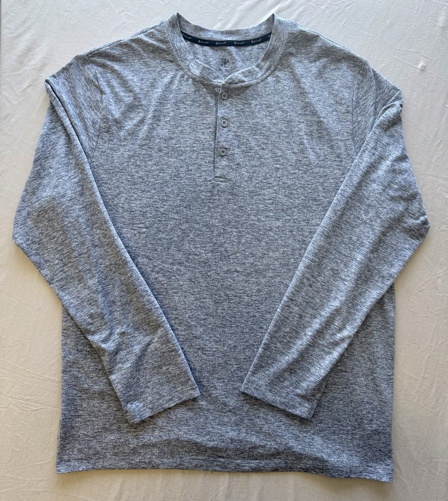 Gaiam Men’s Sz Large Long Sleeve Henley Snap Gray Yoga Hiking