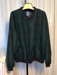 Sky Country Mens Navy +Green Plaid Wind breaker Top Sz M pre-owned