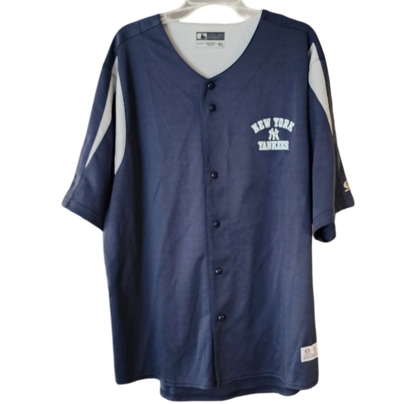 Y2K New York Yankees True Fan MLB Button Front Jersey 2XL Navy gallery