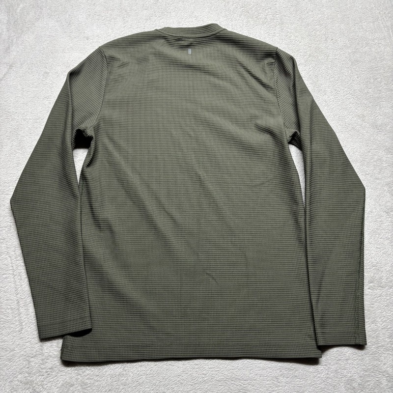 NOBULL Crewneck Shirt Mens M Green Waffle Knit Thermal Midweight Made In USA gallery