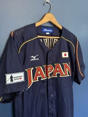 Mizuno Samurai Japan World Baseball Classic Uchikawa Blue Jersey Size Large