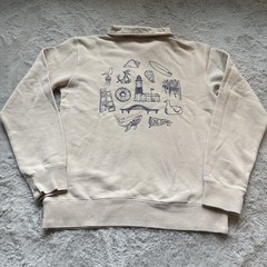LONG ISLAND NEW YORK DOUBLE SIDED GRAPHIC QUARTER ZIP PULLOVER SHIRT MENS SMALL