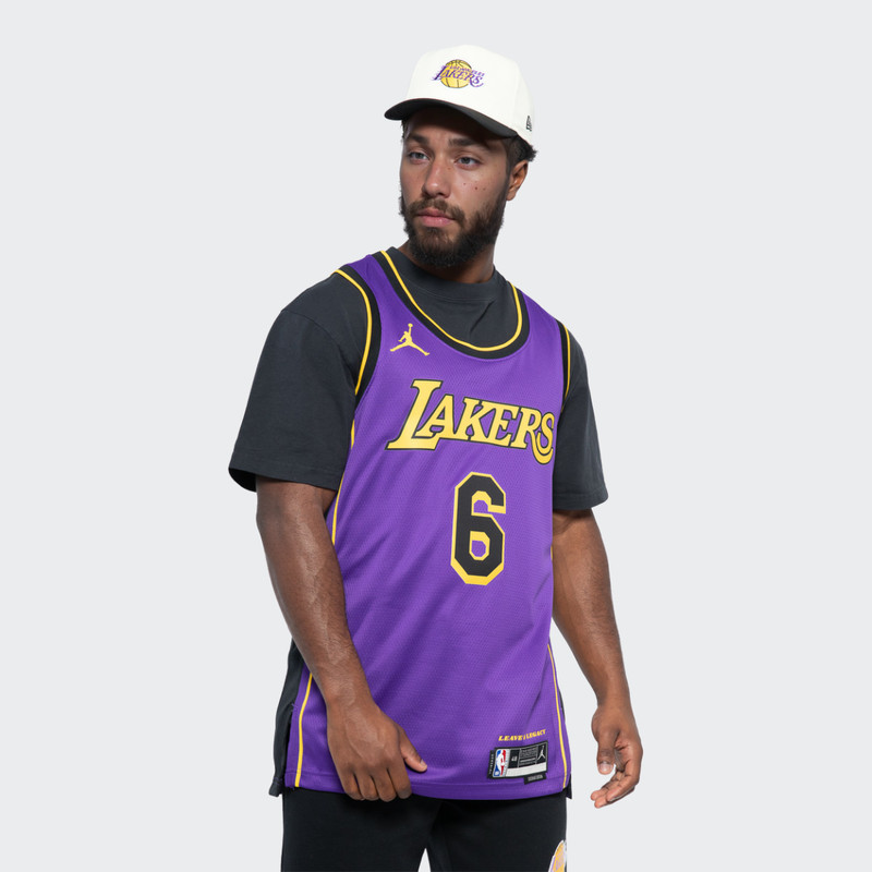 Jordan Lakers 22-23 Season LeBron James No. 6 Splicing Round Neck Pullover With gallery
