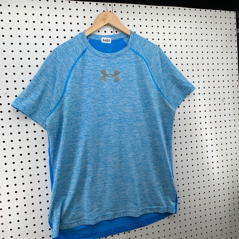 Under Armour Active Shirt Mens LArge Blue Center Logo Run Work Out 22x30 gallery