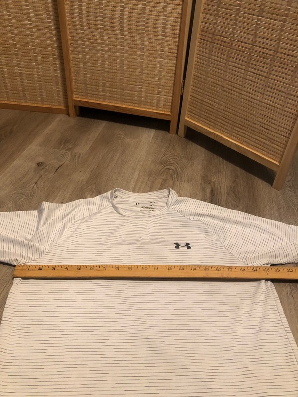 Under Armour Athletic Sportswear SS Men's Shirt White with Gray Stripes Medium M gallery