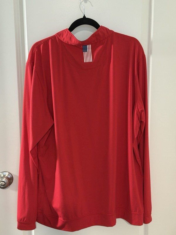 Rhoback Quarter Zip Pullover Red Performance Golf Sport America Flag. mens XL gallery