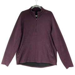 Lululemon Sweater Mens L Burgundy At Ease Half Zip Pullover Athletic Pockets
