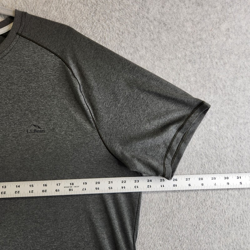 LL Bean Shirt Mens L Tall Gray Slightly Fitted Performance Set Workout Camping gallery