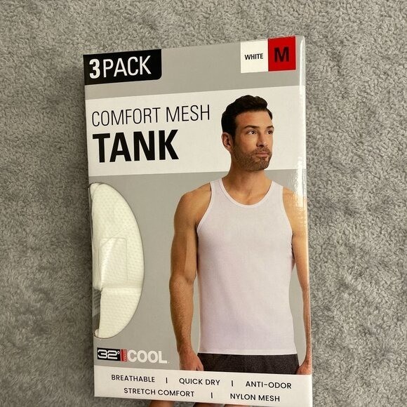 NEW 32 Degrees Cool Men's M 3-Pack Comfort Mesh Tank Top White gallery