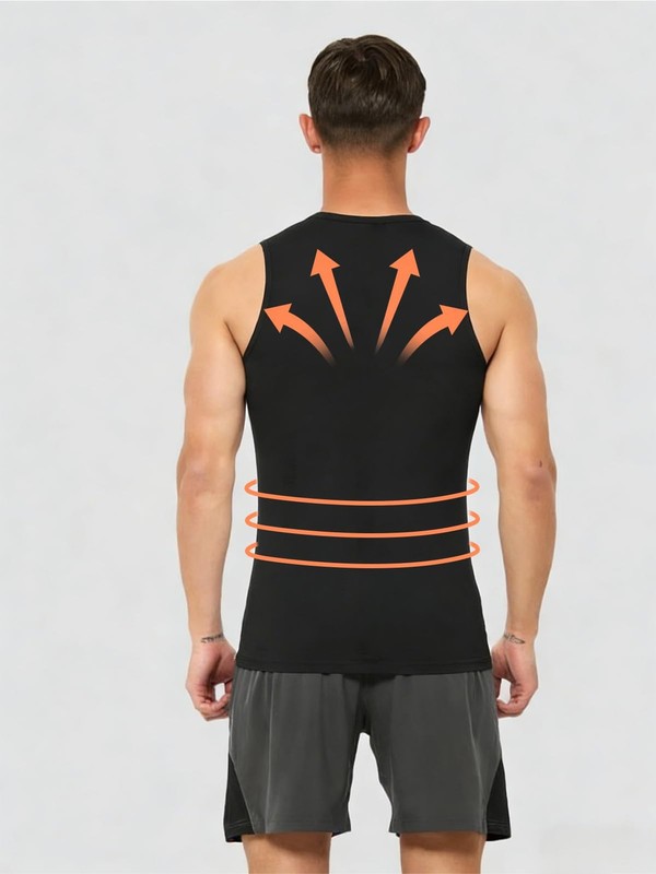 NIEEHBEGST 1 Pack Black Men Compression Tank Top Slimming Body Shaper Shirt T... gallery