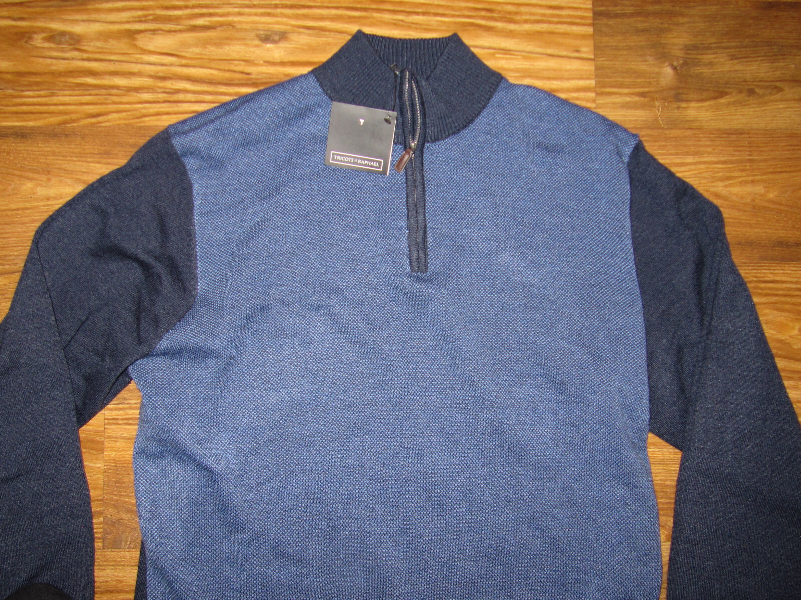 Tricots St Raphael Mens 1/4-Zip Long-Sleeve Shirt, Acrylic, Blue, Size 2XL, New gallery