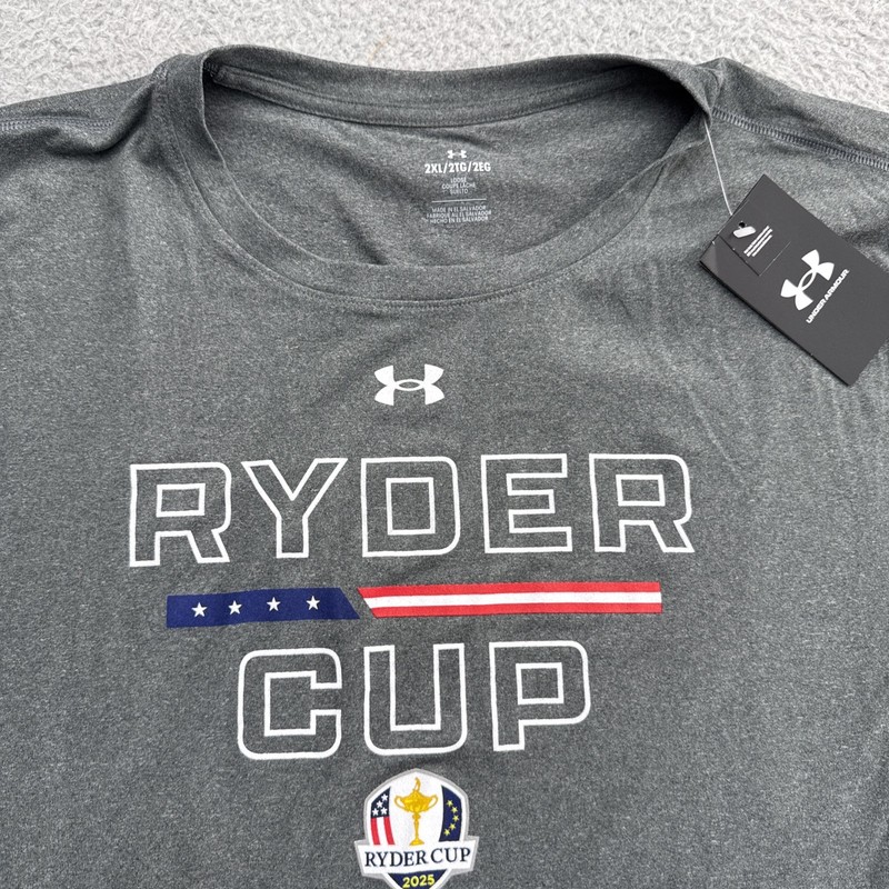 2 (TWO) Bethpage Black 2025 Ryder Cup Shirt Mens XXL Loose S/S L/S Under Armour gallery