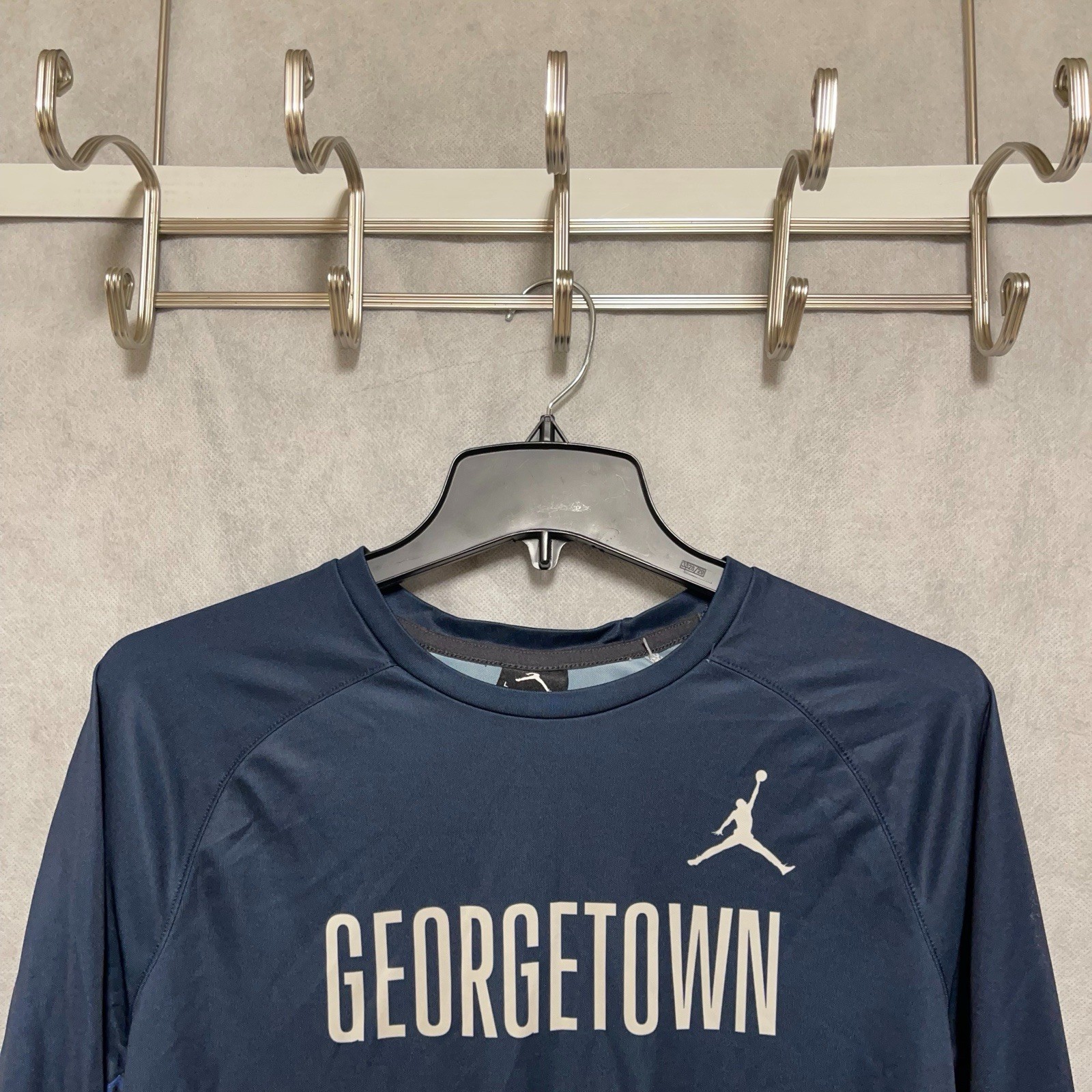 Nike Air Jordan Shirt Men L Blue Georgetown Hoyas Basketball L/S Tee Gym Active gallery