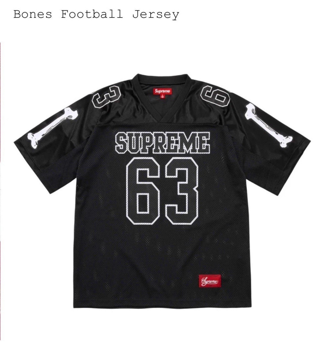 SUPREME BONES FOOTBALL JERSEY BLACK FW25 SIZE L IN HAND READY TO SHIP NOW gallery