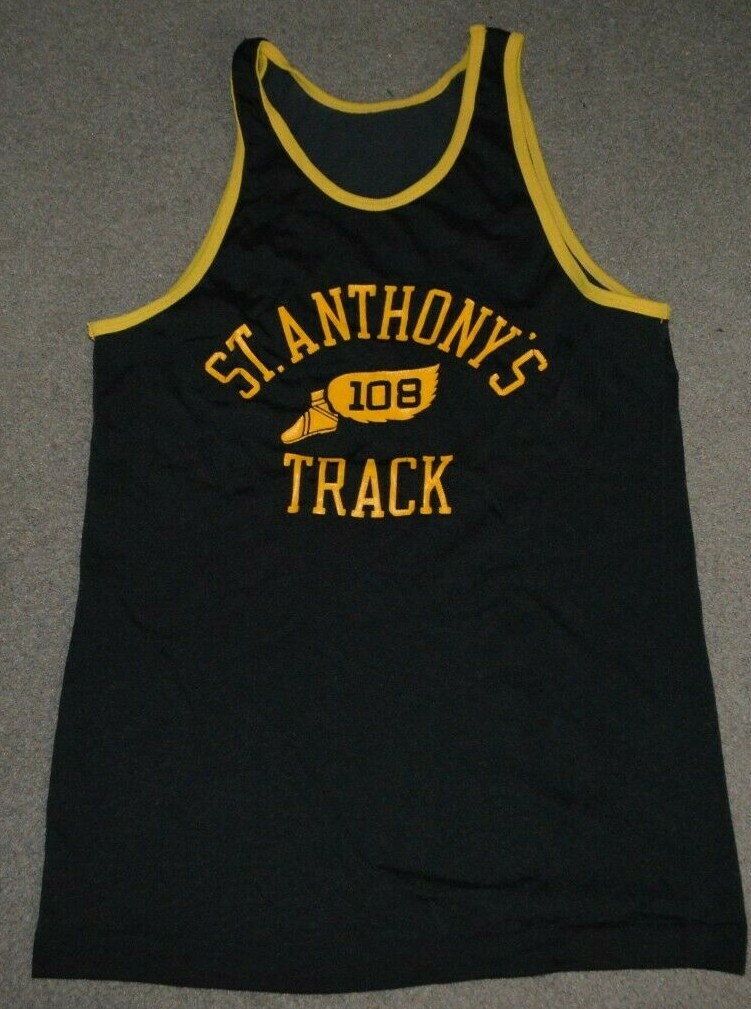 Vtg St. Anthony's Friars Champion Durene Blue Bar Track & Field Jersey Tank Top gallery