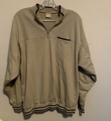 Vintage Nike Mens Size L Long Sleeve Light Weight Cream/Black 1/2 Zipper Pocket