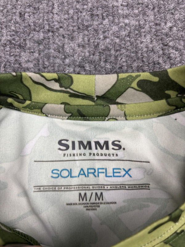Simms Shirt Mens Medium Green Camo SolarFlex UPF 50 Long Sleeve Sun Fishing gallery