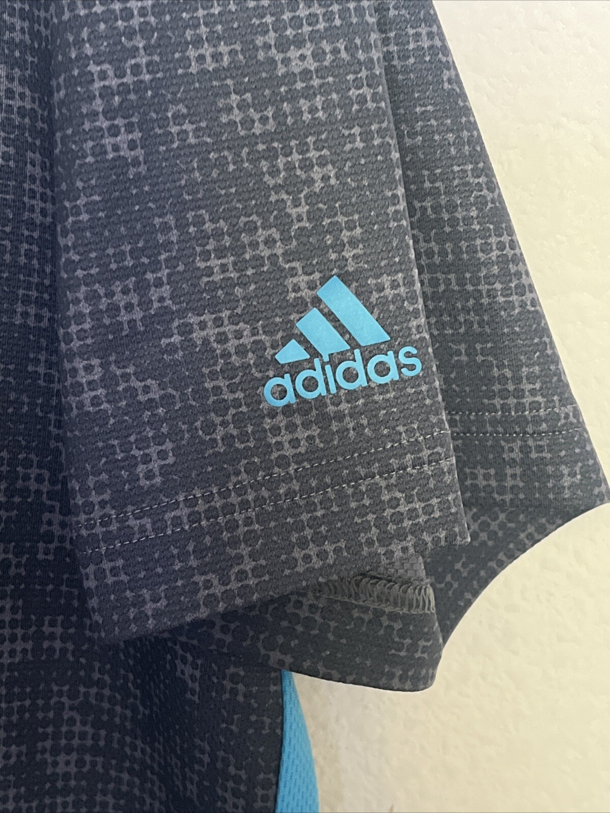 NWOT ADIDAS L GRAY MICRO CHECKERED GOLF POLO SHIRT MENS CLIMA-COOL gallery