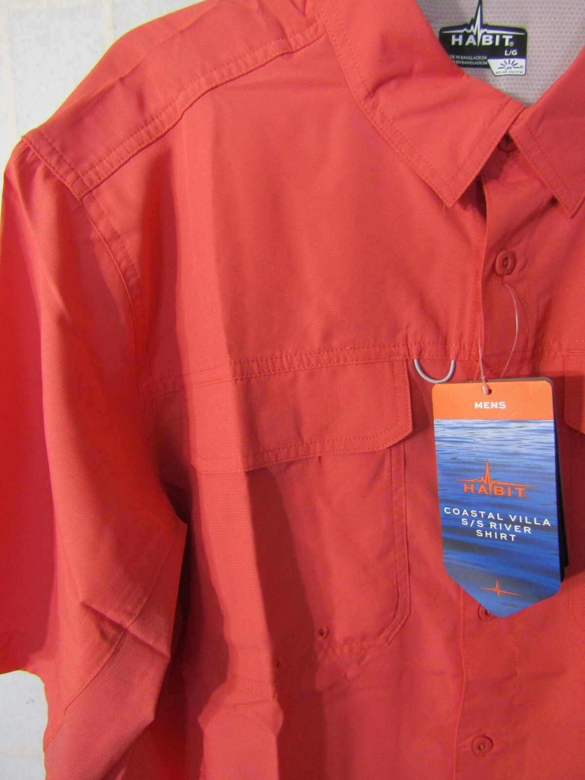 NWT Habit Spiced Coral Costal Villa Vent Short Sleeve River Shirt Polyestr Men L gallery
