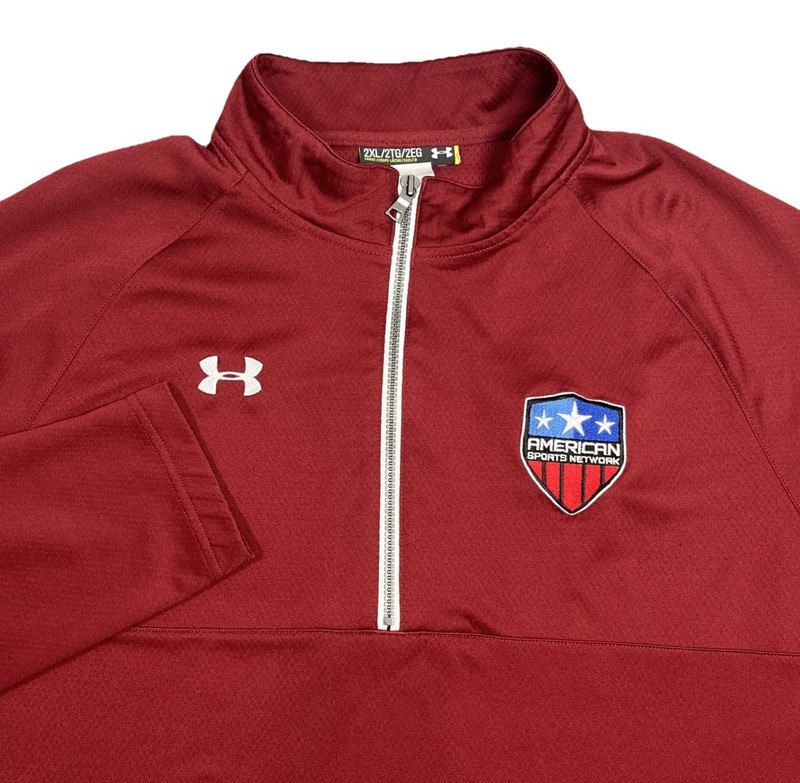 Under Armour American Sports Network Men’s 2XL 1/4 Zip Pullover Jacket Maroon gallery