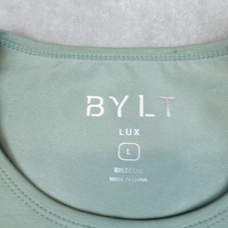 NWT BYLT Drop Cut Lux Long Sleeve Shirt Mens Size L Green Curved Hem gallery