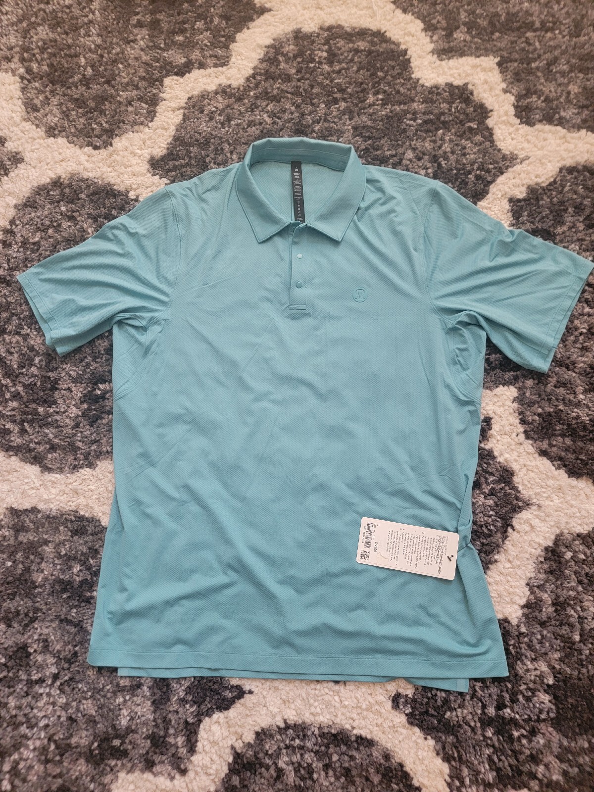 Mens Lululemon Stretch Golf Polo Short Sleeve Shirt 2XL TDLT Teal Green gallery