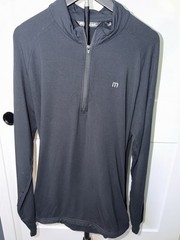 TravisMathew 1/4 Zip Pullover Men’s Med Black Golf Performance Stretch w/Pockets