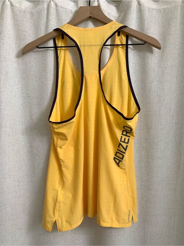 adidas ADIZERO Reflective Yellow Performance Running Singlet Black Trim Small gallery
