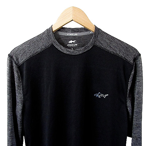 Greg Norman Attack Life Size S Black and Gray Long Sleeve Athletic Top gallery