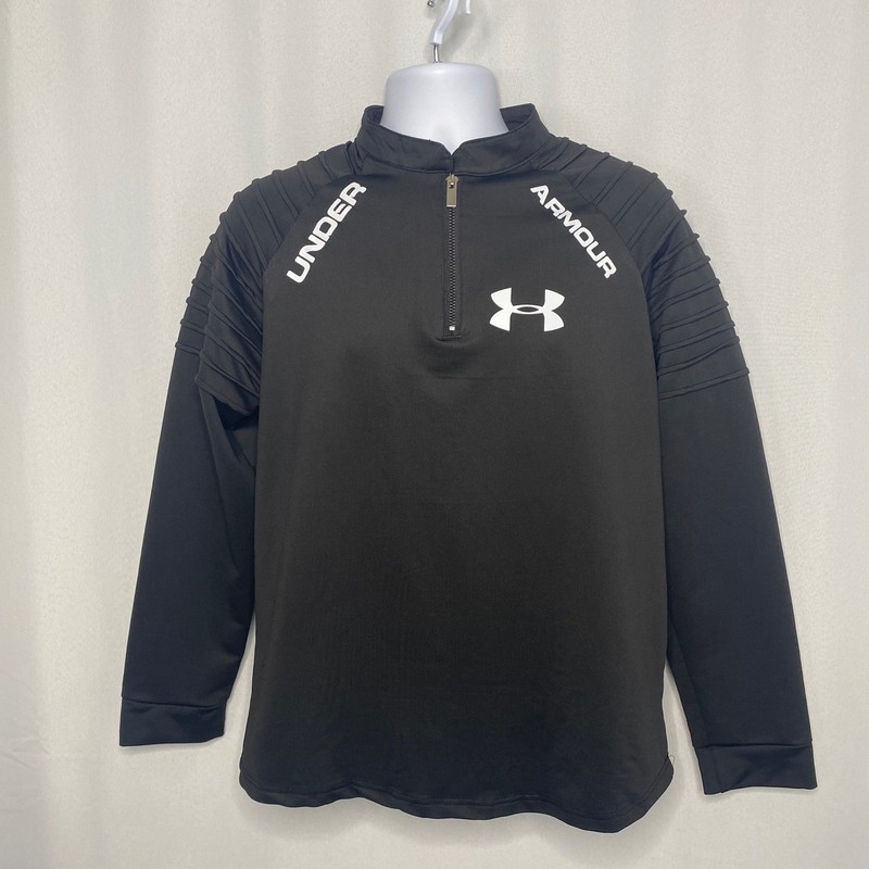 Under Armour Mens Black Quarter Zip Pullover Ribbed Shoulder Detail Size M gallery
