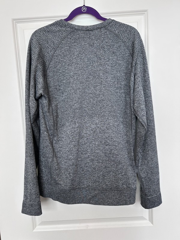 Lululemon Engineered Warmth Long Sleeve Crew Medium Gray Black Merino Wool gallery