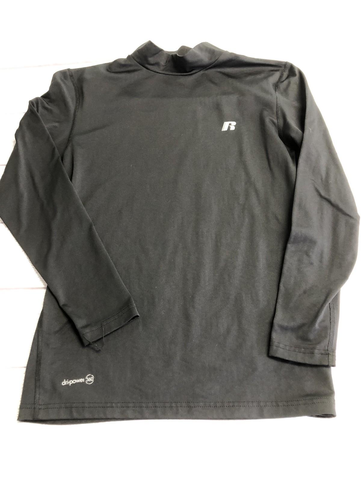 Russell Dri-Power 360 Shirt Mens Medium Black Long Sleeve Base Mock Neck Top gallery