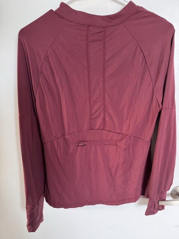 Umbro Women’s Burgundy Long Sleeve Activewear Top Zip Neck Thumb Holes Pocket gallery
