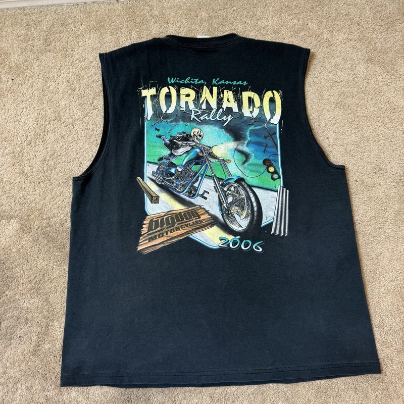 Big Dog 2006 Motorcycle Tornado Rally Tank Top Mens XL Vintage Y2K Black Faded gallery
