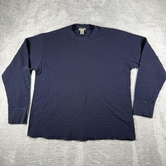LL Bean Shirt Mens XL Blue River Driver Two Double Layer Thermal Base Wool Blend