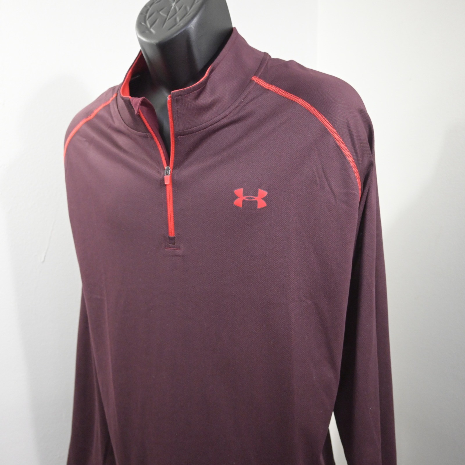 Under Armour 1/4 Zip Pullover Mens 3XL Loose Burgundy Red Long Sleeve HeatGear gallery