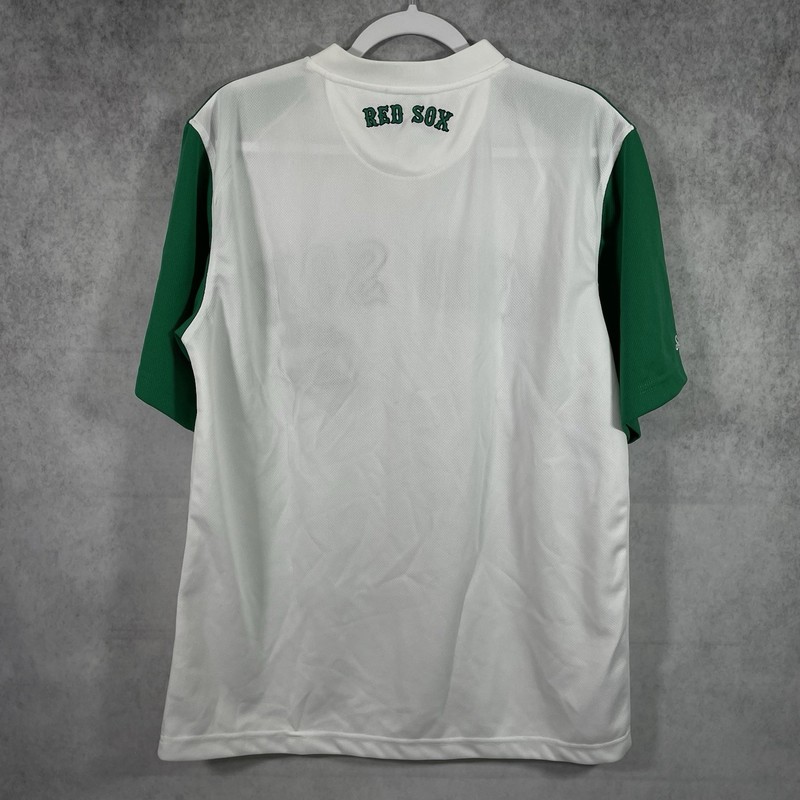 Stitches Athletic Gear Mens Red Sox Shirt Size M White Green Short Sleeves. gallery