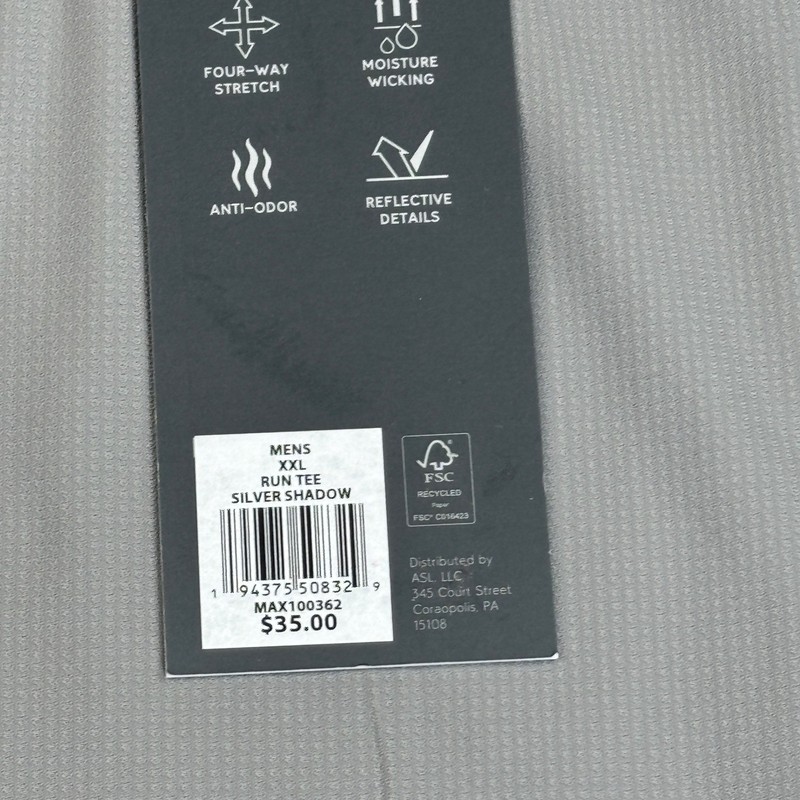 VRST Mens XXL Run Tee Silver Shadow Grey Reflective Performance Shirt MAX100362 gallery
