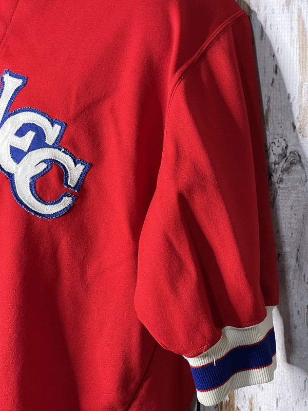 VINTAGE SPEEDLINE ATHLETIC WEAR JERSEY 1/4 ZIP Red White & Blue LCC Patch gallery