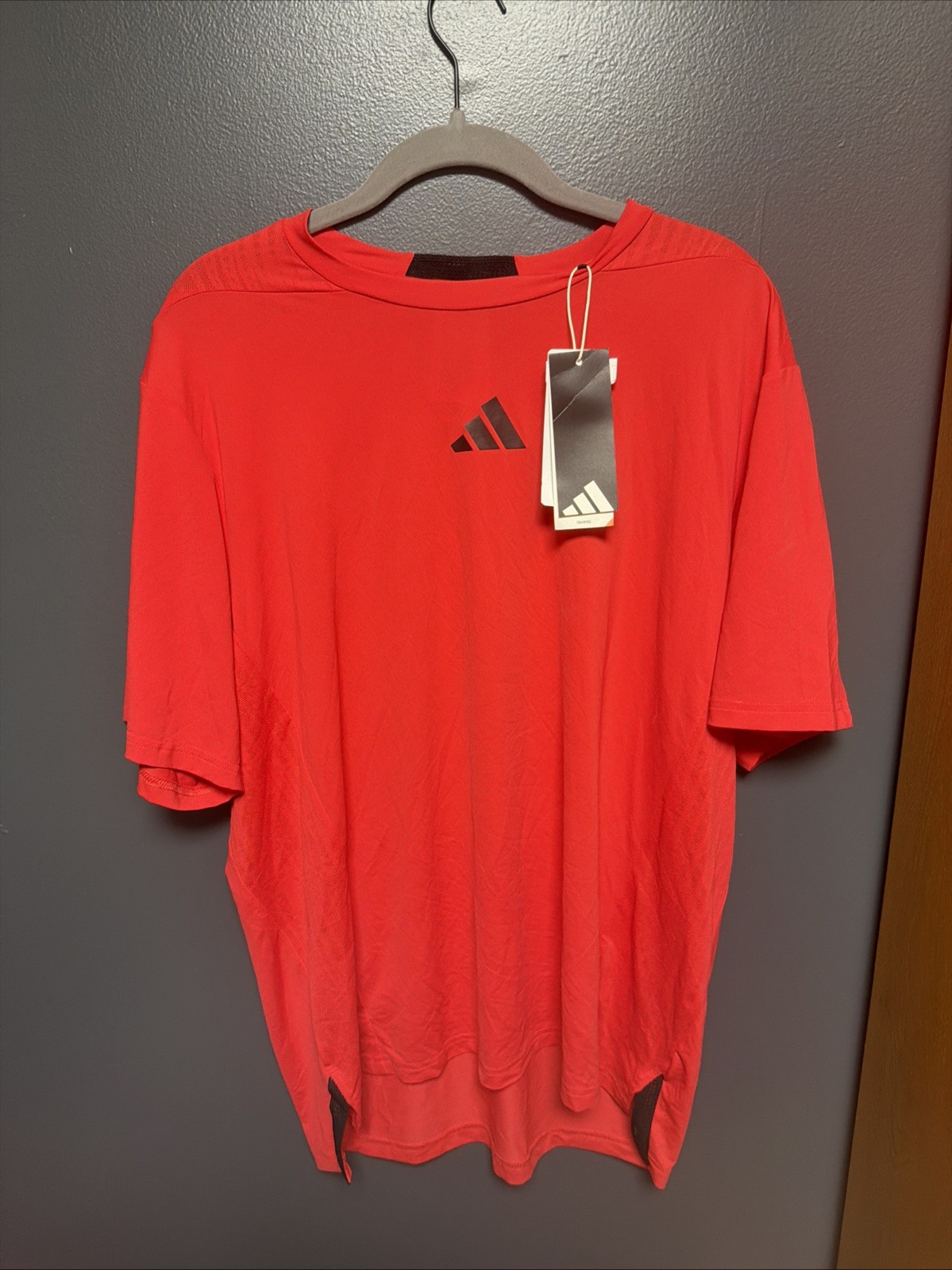 Adidas Shirt Mens Large Red D4T INT. TEE Training Performance Climacool+ JY6341 gallery