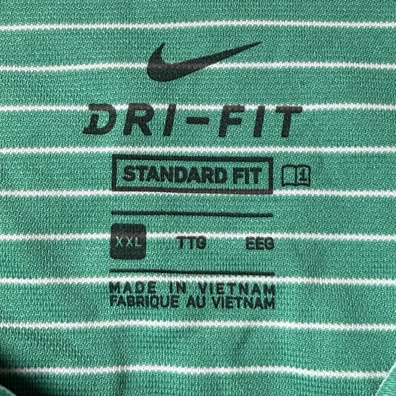 Nike Dri-Fit Men’s Standard Fit Polo Size 2XL Green And White Striped Collard gallery